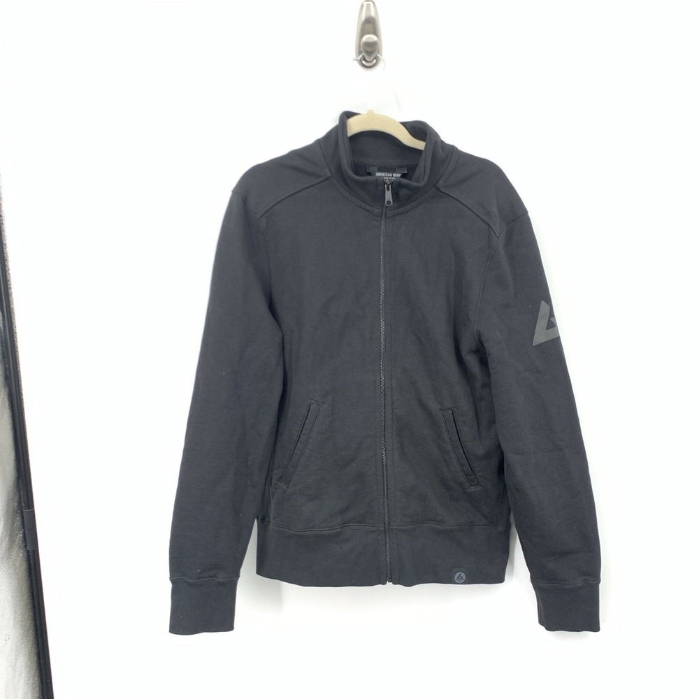 American Giant Men Size Medium Sweatshirt Black‎ Track Zip Sweater Heavy Cotton